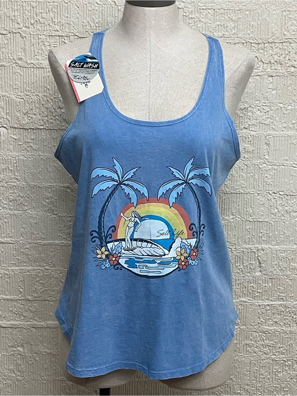 Salt Life Blue Rainbow Palm Graphic Tank